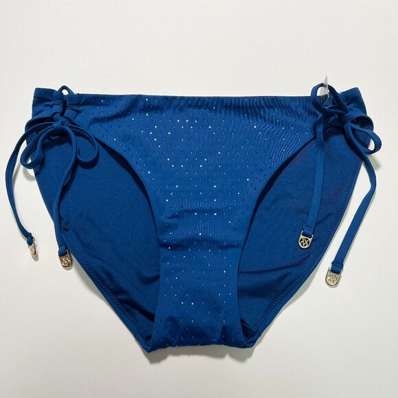Victoria's Secret Other - Victoria Secret Large L Bikini Bottom DOUBLE Side Tie Shine Sapphire Blue